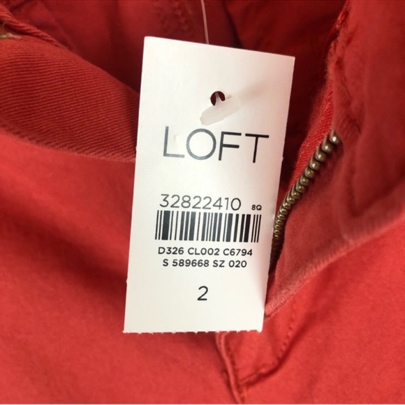 LOFT The Slim Curvy Women’s Size 2 Denim Jeans New with Tags Coral Salmon color - Picture 2 of 11
